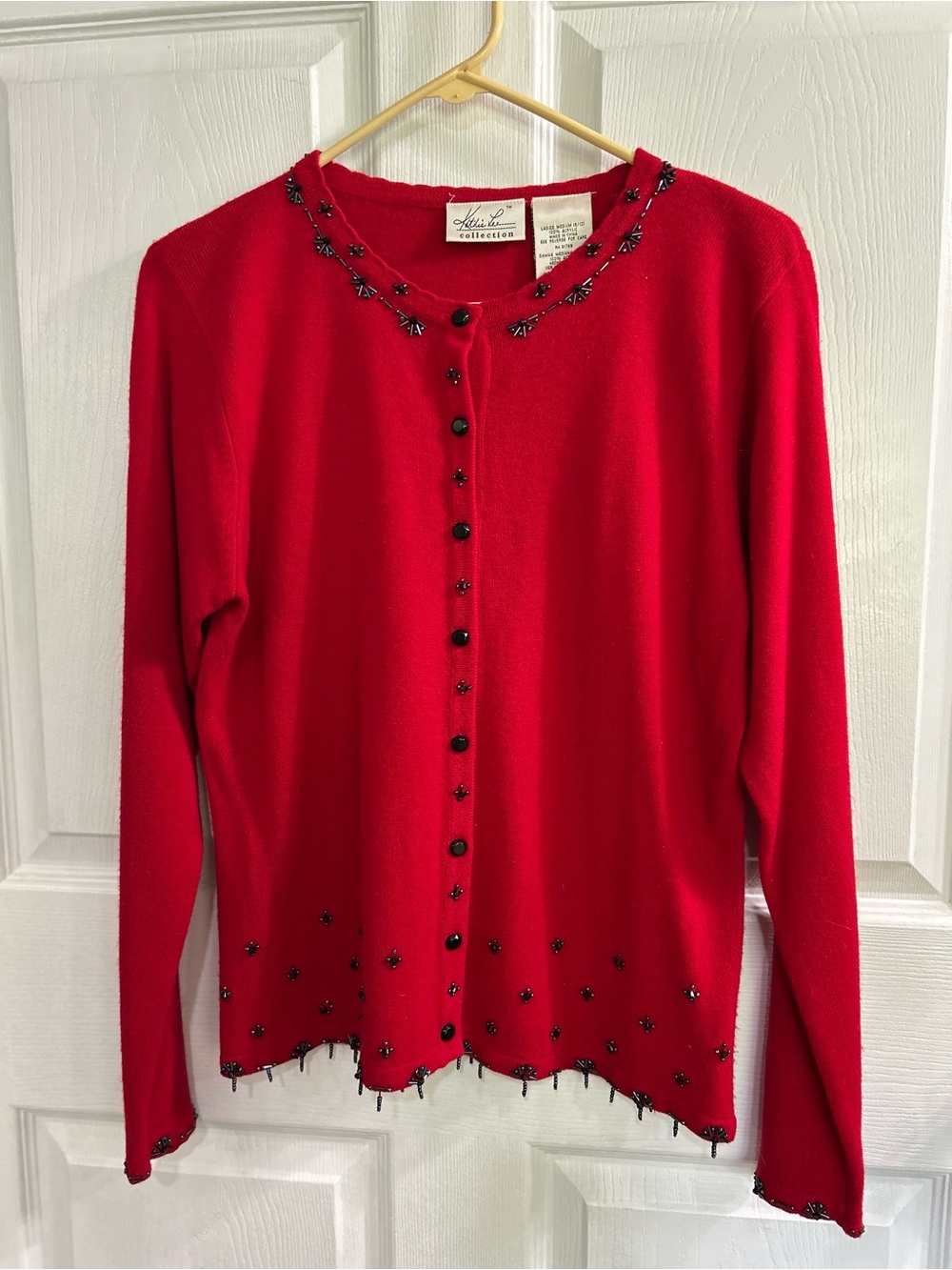 Vintage Kathie Lee Red and Black Cardigan